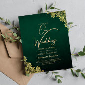 Papier Gold Lace Emerald Green All-in-1 Wedding Invitatio