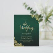 Papier Gold Lace Emerald Green All-in-1 Wedding Invitatio (Debout devant)