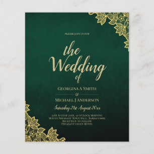 Papier Gold Lace Emerald Green All-in-1 Wedding Invitatio