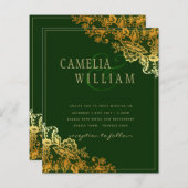 Papier Gold Lace Emerald Green Wedding Invitations Budget (Devant / Derrière)