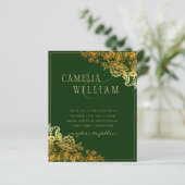 Papier Gold Lace Emerald Green Wedding Invitations Budget (Debout devant)