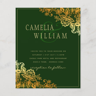 Papier Gold Lace Emerald Green Wedding Invitations Budget