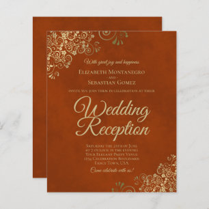Papier Gold Lace Orange Mariage Réception BUDGET Invitati