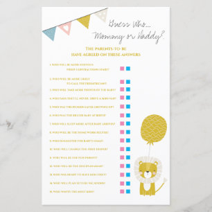 Papier Gold Lion Devinez Qui Maman / Papa Baby shower Jeu