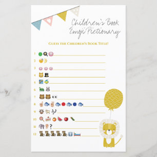 Papier Gold Lion Livre Emoji Pictionary Baby shower Jeu