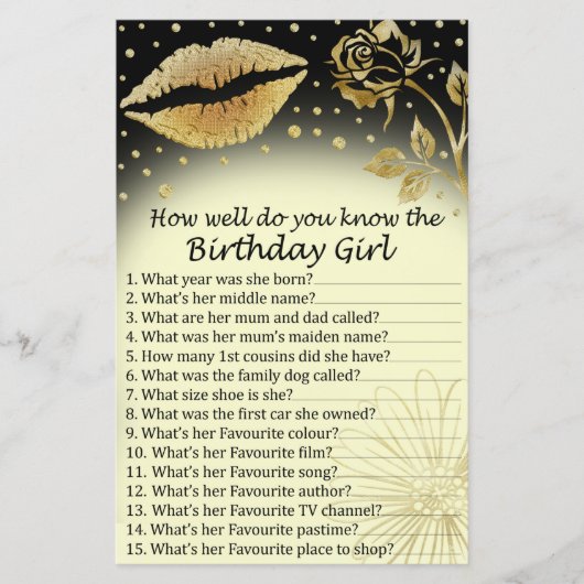 Papier Gold Lips Comme vous connaissez bien la fille d'an (Devant)