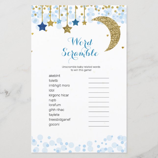 Papier Gold Lune Aquarelle Couleur Mot Game Scramble (Devant)