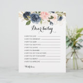 Papier Gold Navy Blue Rose Floral Voeux pour bébé (Debout devant)