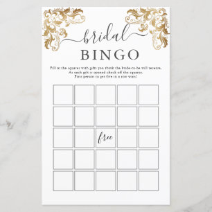 Papier Gold Ornate Cream Fête des mariées Bingo Jeu