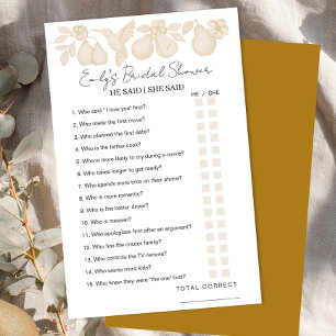 Papier Gold Perfect Pear Fête des mariées Il A Dit Qu'Ell