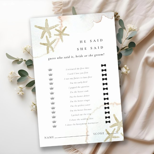 Papier Gold Starfish Il A Dit Qu'Elle A Dit Fête des mari (Créateur téléchargé)