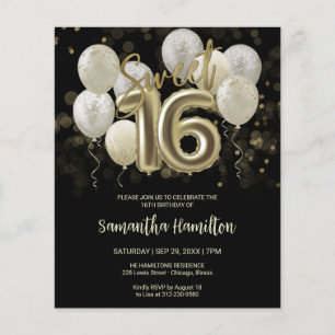 Papier Gold Sweet 16 Ballons Anniversaires Black Budge In