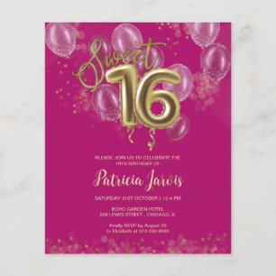 Papier Gold Sweet 16 Ballons Anniversaires Invitations Bu
