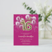 Papier Gold Sweet 16 Ballons Anniversaires Pink Budge Inv (Debout devant)