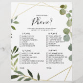 Papier Gold What's on your Phone Fête des mariées Game (Devant)