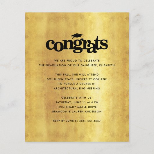 Papier Gold White Budget Photo Graduation Bold Casquette (Dos)