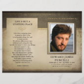 Papier Golden Brown Funeral Memorial Service Program (Devant)
