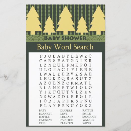 Papier Golden Christmas Tree Baby shower Word Recherche J (Devant)