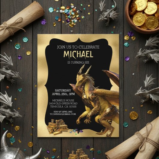 Papier Golden Dragon Imaginaire Anniversaire Invitation
