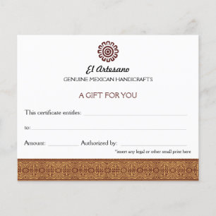 Papier Golden Mexicaine Rose certificat cadeau blanc