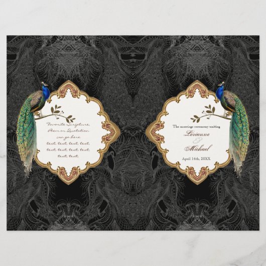 Papier Golden Peacock & Calligraphy Swirl Wedding Program (Devant)