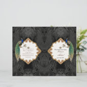 Papier Golden Peacock & Calligraphy Swirl Wedding Program (Debout devant)