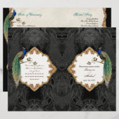 Papier Golden Peacock & Calligraphy Swirl Wedding Program (Devant / Derrière)