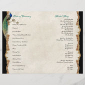 Papier Golden Peacock & Calligraphy Swirl Wedding Program (Dos)