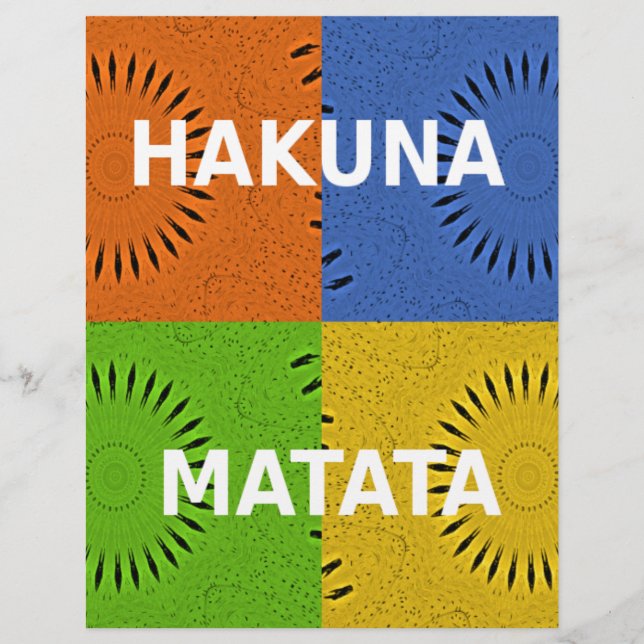 Papier Golden Rouge Bleu Vert Hakuna Matata Design vector (Devant)
