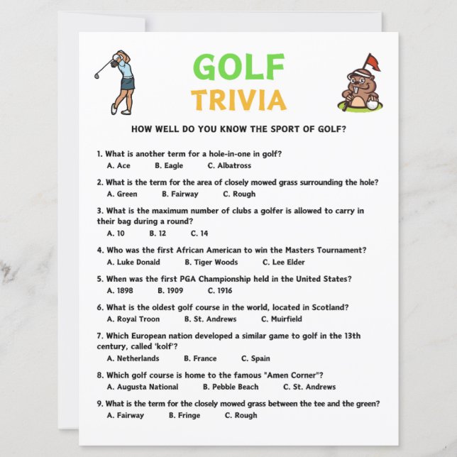 Papier Golf Trivia Game (Devant)