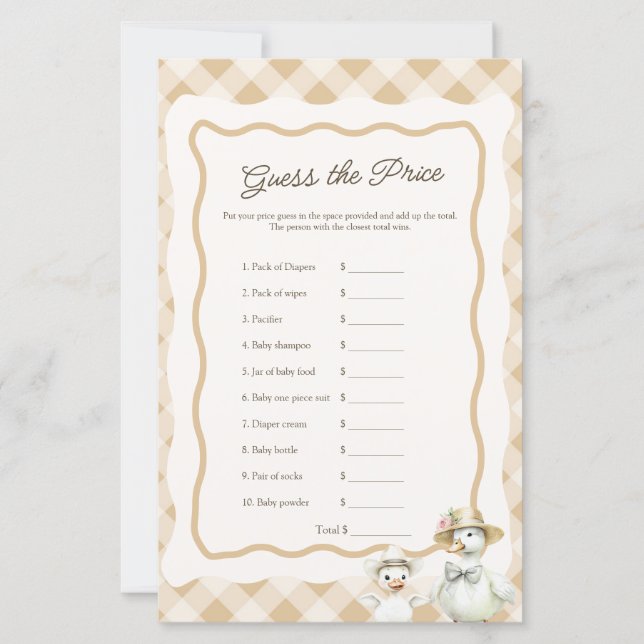 Papier Goose Thème Plaid Prix est le bon jeu de Baby show (Devant)