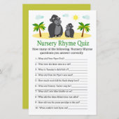 Papier Gorilla Nursery Rhyme Quiz jeu de baby shower (Devant / Derrière)