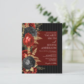 Papier Gothic Red and Black Floral Wedding Invitation (Debout devant)