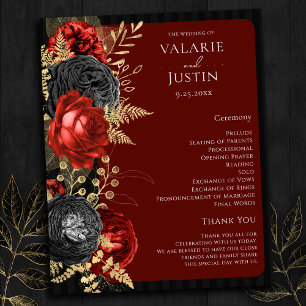 Papier Gothic Red and Black Floral Wedding Program