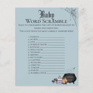 Papier Gothique Bleu Mot Baby shower Scramble Jeu