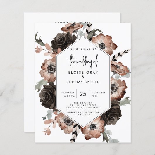 Papier Gothique Boho Faire-part de mariage (Devant / Derrière)