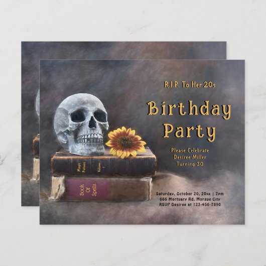 Papier Gothique Crâne Budget Tournesol RIP à ses 20 ans (Devant / Derrière)