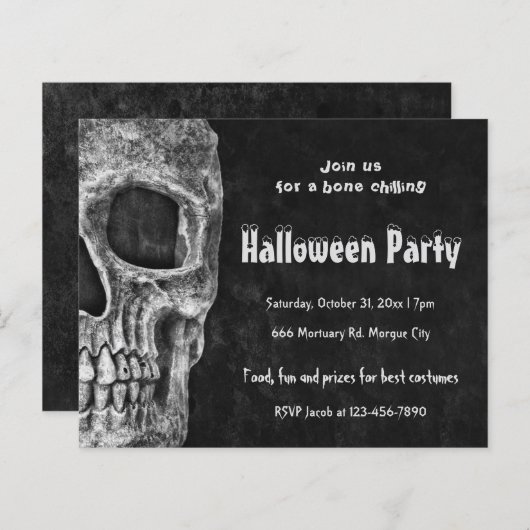 Papier Gothique Crâne Halloween Parti Budget Invitation (Devant / Derrière)
