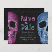 Papier Gothique Crâne rose bleu Budget Enregistrer la dat (Devant / Derrière)