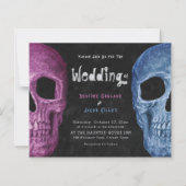 Papier Gothique Crâne rose bleu Halloween Budget Mariage (Devant)