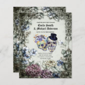 Papier Gothique Halloween Skulls Party Invitation Aquarel (Devant / Derrière)