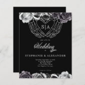 PAPIER gothique Monogramme Rose Squelette mains Ma (Devant / Derrière)