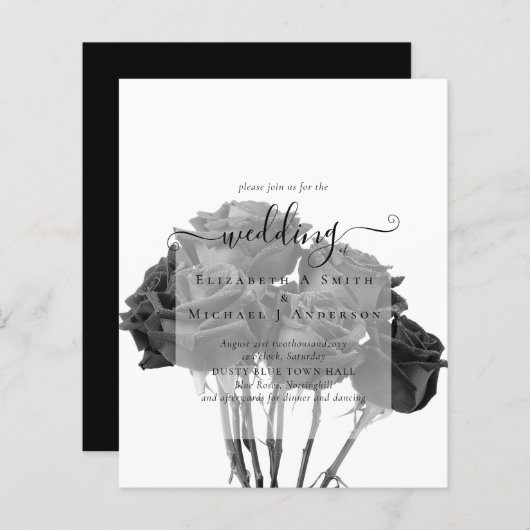 Papier Gothique Noir Rose Goth Wedding Invitation (Devant / Derrière)
