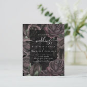 Papier Gothique Noir Rose Goth Wedding Invitation (Debout devant)
