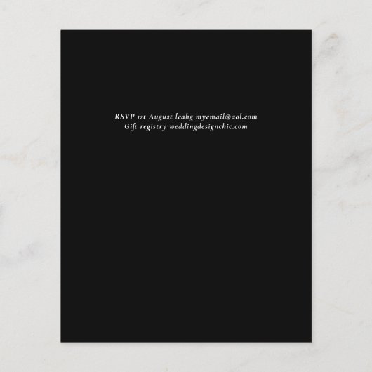 Papier Gothique Noir Rose Goth Wedding Invitation (Dos)