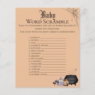 Papier Gothique Orange Baby Word Scramble Baby shower Jeu