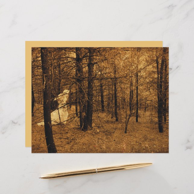 Papier Gothique Vintage Angel Forêt Brown Arbres (Devant/Arrière en situation)