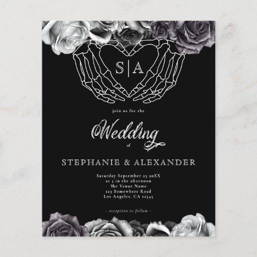 PAPIER Gotisch Monogram Rozen Skelet Handen Bruilo (Voorkant)