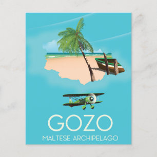 Papier Gozo, archipel maltais Affiche de voyage carte.