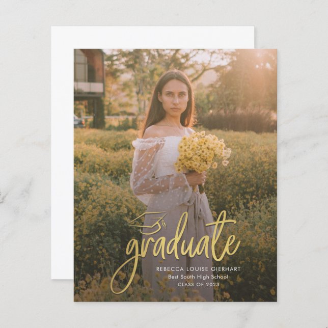 Papier Graduation 2023 Photo Grad Open House Invitation (Devant / Derrière)